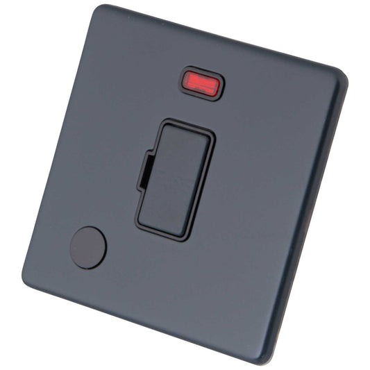 M2 Decorative Screwless 13A Unswitched Fused Spur with Neon and F/Outlet Black Insert Granite Blue