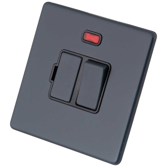 M2 Decorative Screwless 13A Switched Fused Spur with Neon Black Insert Granite Blue