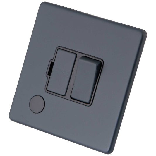 M2 Decorative Screwless 13A Switched Fused Spur with Flex Outlet Black Insert Granite Blue