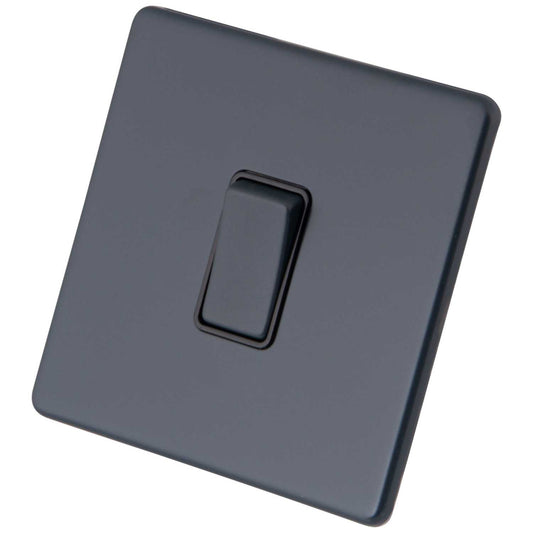 M2 Decorative Screwless 20A DP Switch Black Insert Granite Blue
