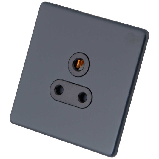 M2 Decorative Screwless 5A 1 Gang Unswitched Socket Black Insert Granite Blue