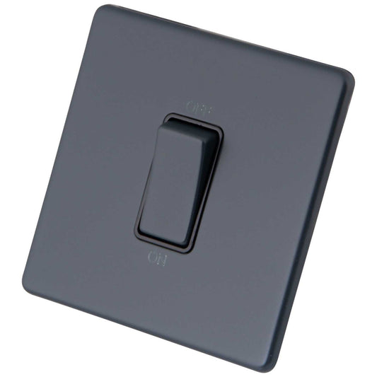 M2 Decorative Screwless 45A 1 Gang DP Switch Black Insert Granite Blue