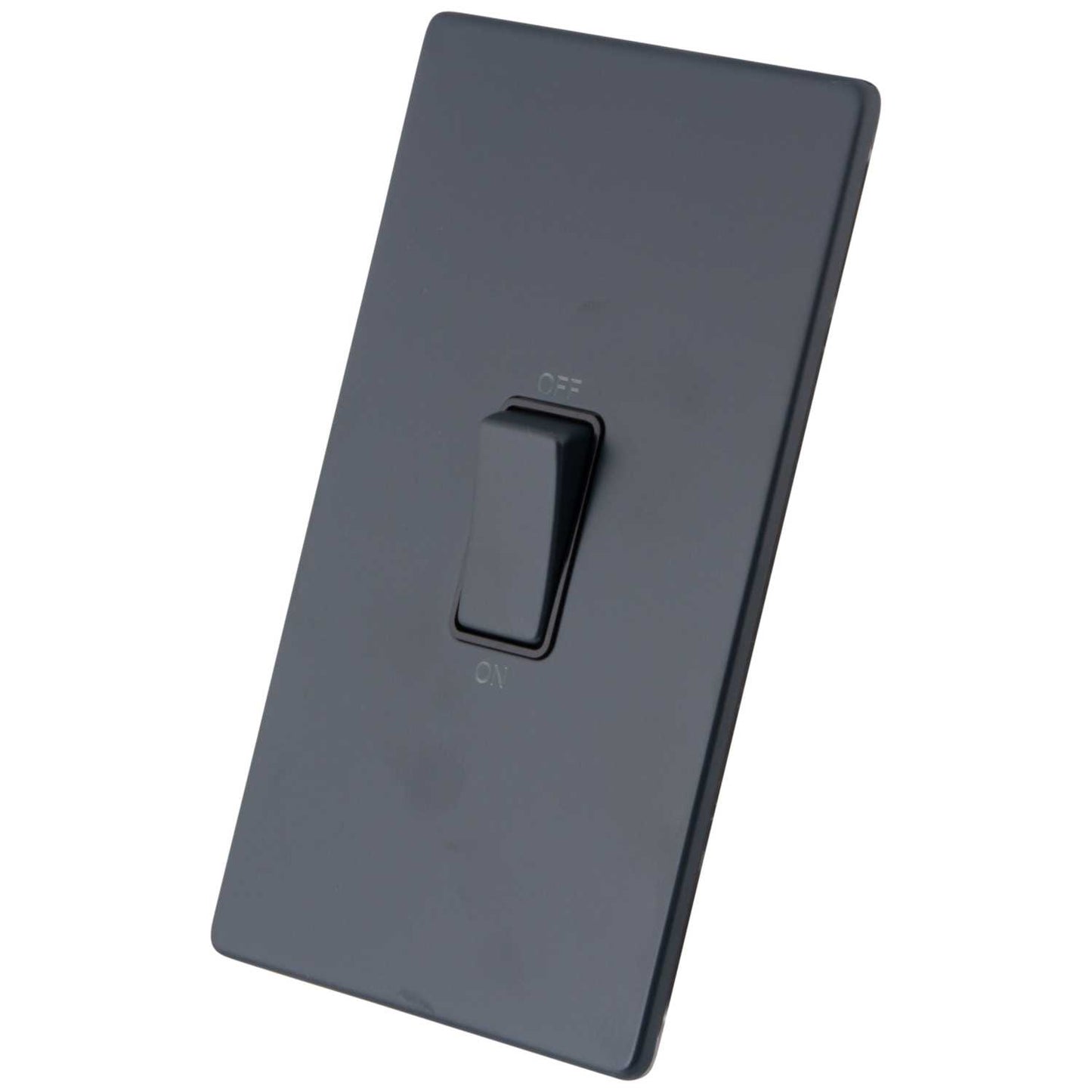 M2 Decorative Screwless 45A 2 Gang DP Switch Black Insert Granite Blue