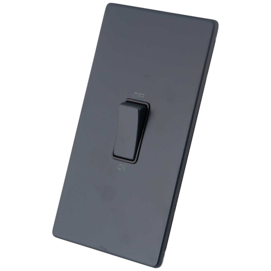 M2 Decorative Screwless 45A 2 Gang DP Switch Black Insert Granite Blue