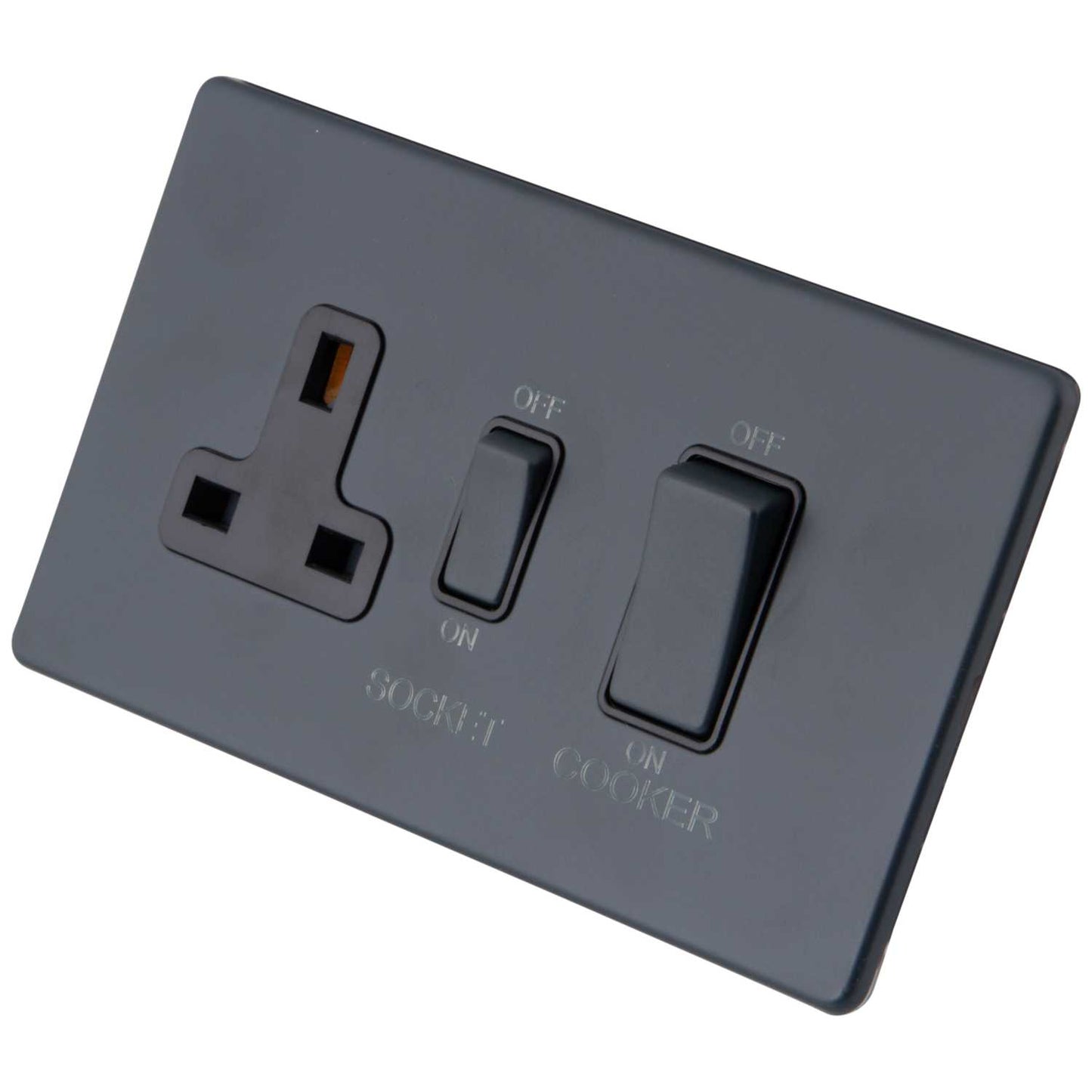 M2 Decorative Screwless 45A Cooker Control Unit Black Insert Granite Blue