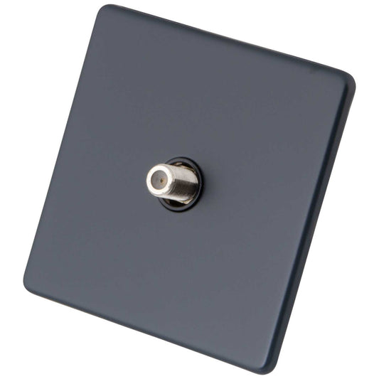 M2 Decorative Screwless 1 Gang Satellite Socket Black Insert Granite Blue