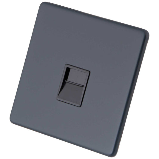 M2 Decorative Screwless 1 Gang Master Telephone Black Insert Granite Blue