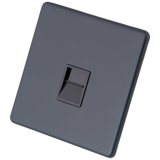 M2 Decorative Screwless 1 Gang Secondary Telephone Black Insert Granite Blue