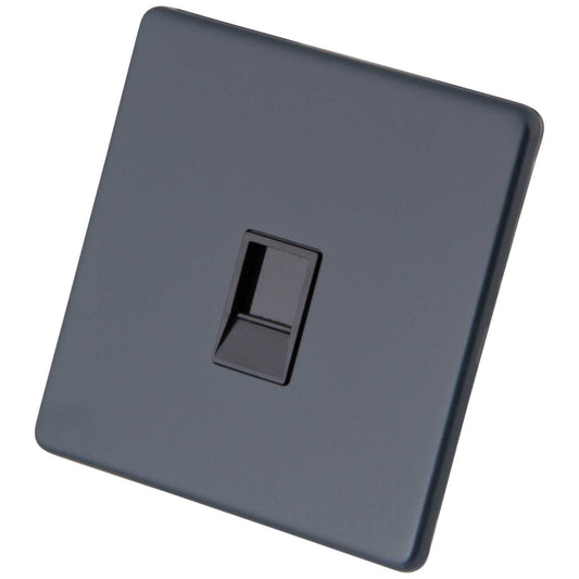 M2 Decorative Screwless 1 Gang RJ11 Telephone Outlet Black Insert Granite Blue