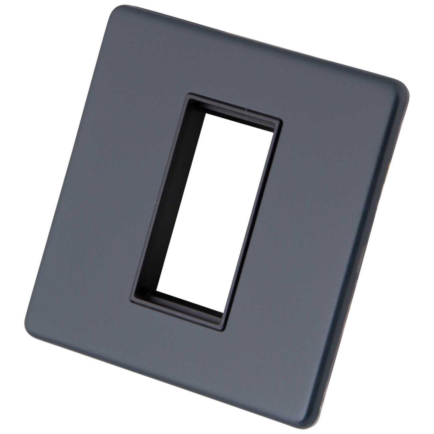 M2 Decorative Screwless 1 Gang 1 Module Media Plate Black Insert Granite Blue