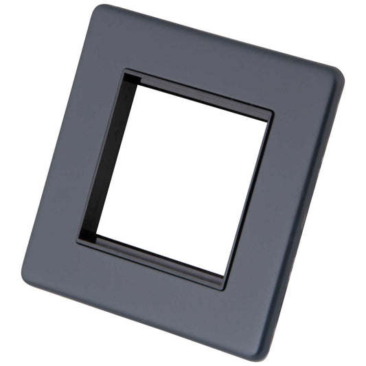 M2 Decorative Screwless 1 Gang 2 Module Media Plate Black Insert Granite Blue