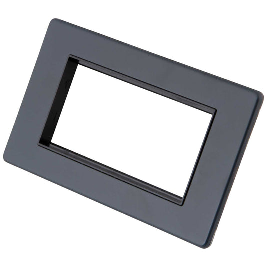 M2 Decorative Screwless 2 Gang 4 Module Media Plate Black Insert Granite Blue