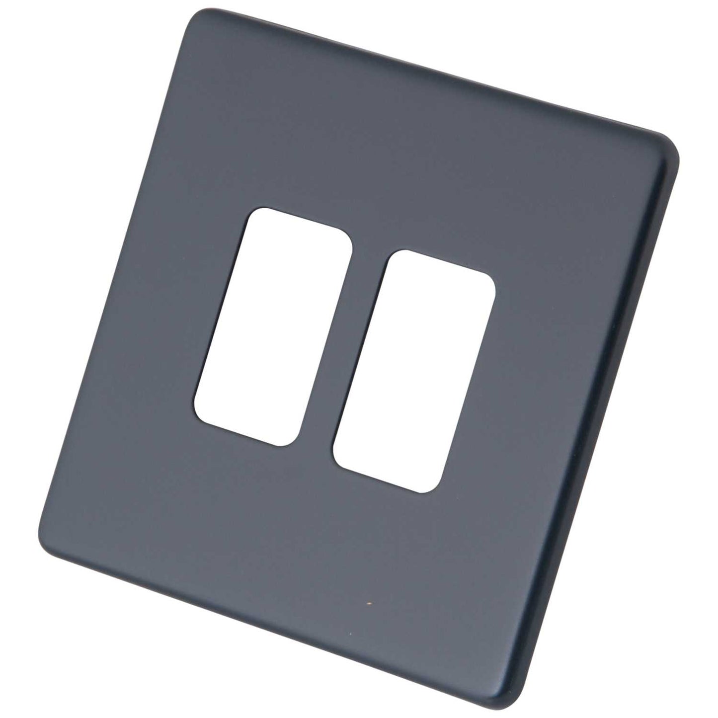 M2 Decorative Screwless 2 Gang Grid Front Plate Granite Blue