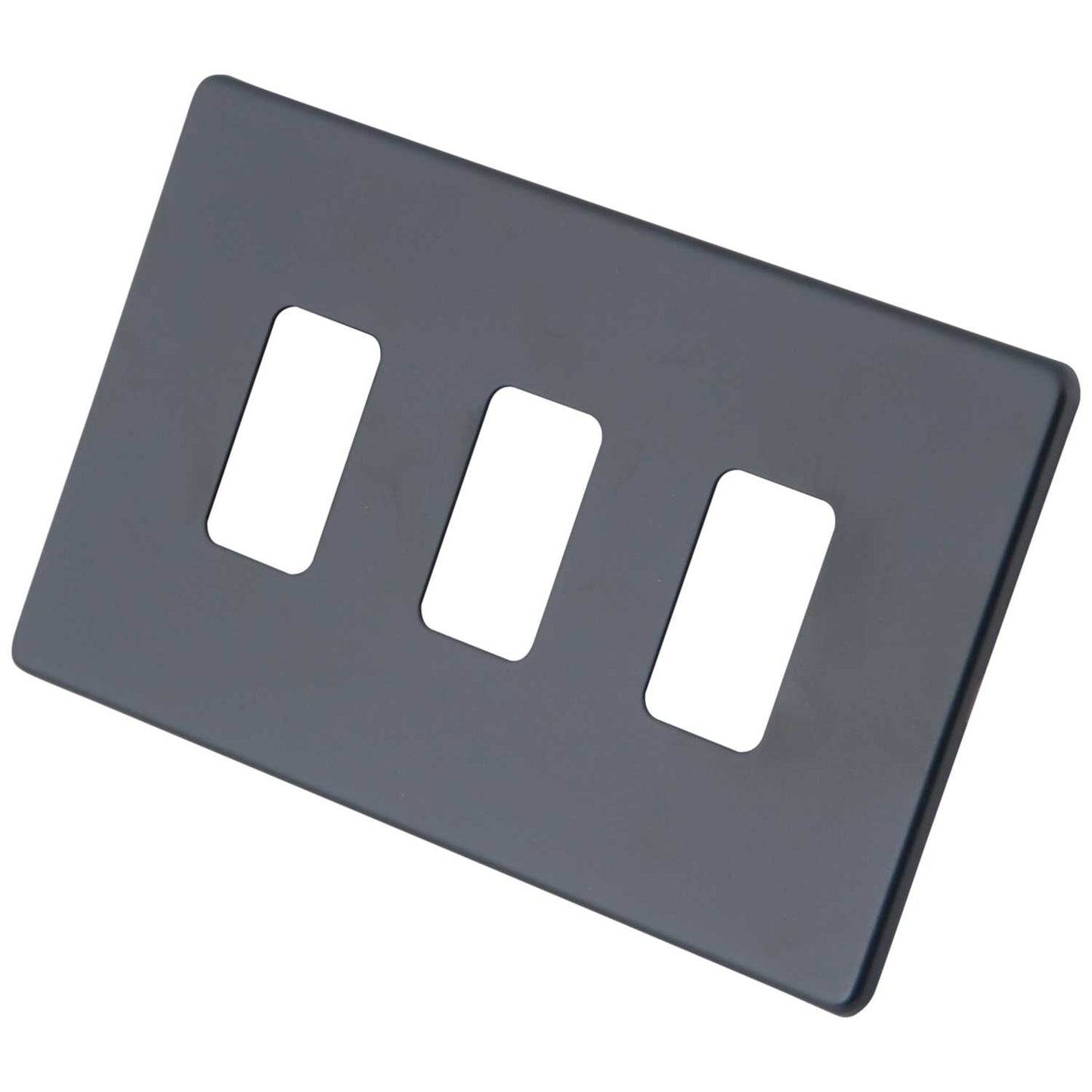 M2 Decorative Screwless 3 Gang Grid Front Plate Granite Blue