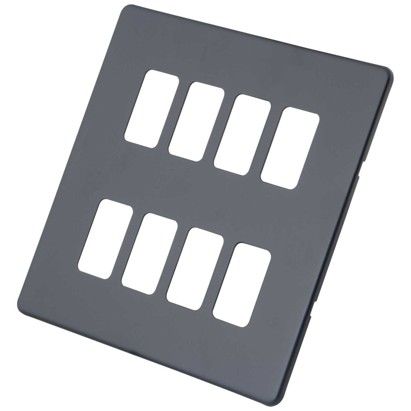 M2 Decorative Screwless 8 Gang Grid Front Plate Granite Blue