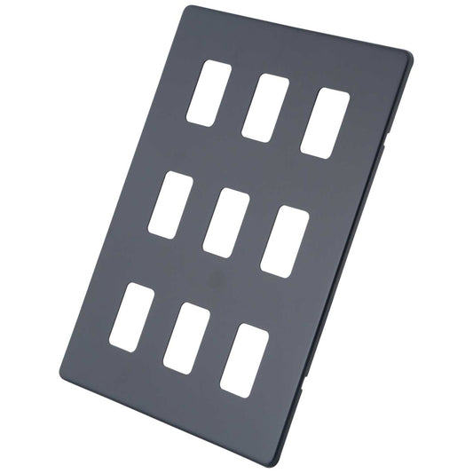 M2 Decorative Screwless 9 Gang Grid Front Plate Granite Blue