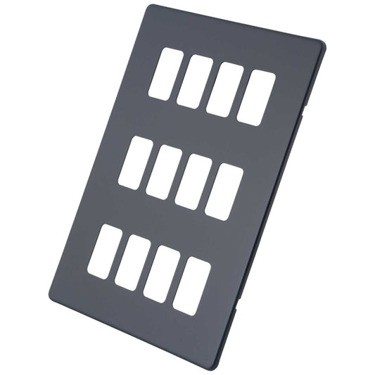 M2 Decorative Screwless 12 Gang Grid Front Plate Granite Blue