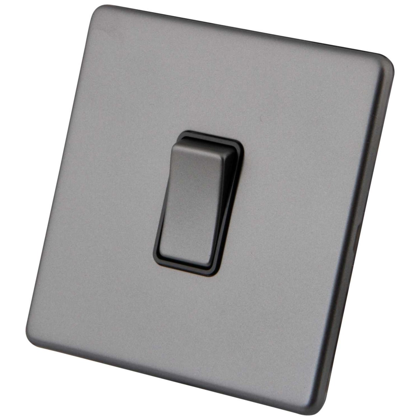 M2 Decorative Screwless 10A 1 Gang 2 Way Light Switch Black Insert Gunmetal