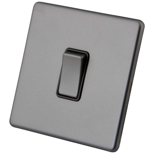 M2 Decorative Screwless 10A 1 Gang 2 Way Light Switch Black Insert Gunmetal
