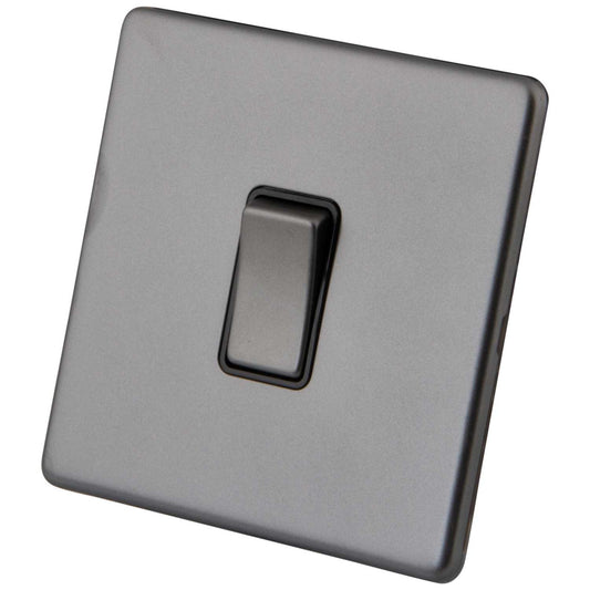M2 Decorative Screwless 10A 1 Gang Intermediate Switch Black Insert Gunmetal