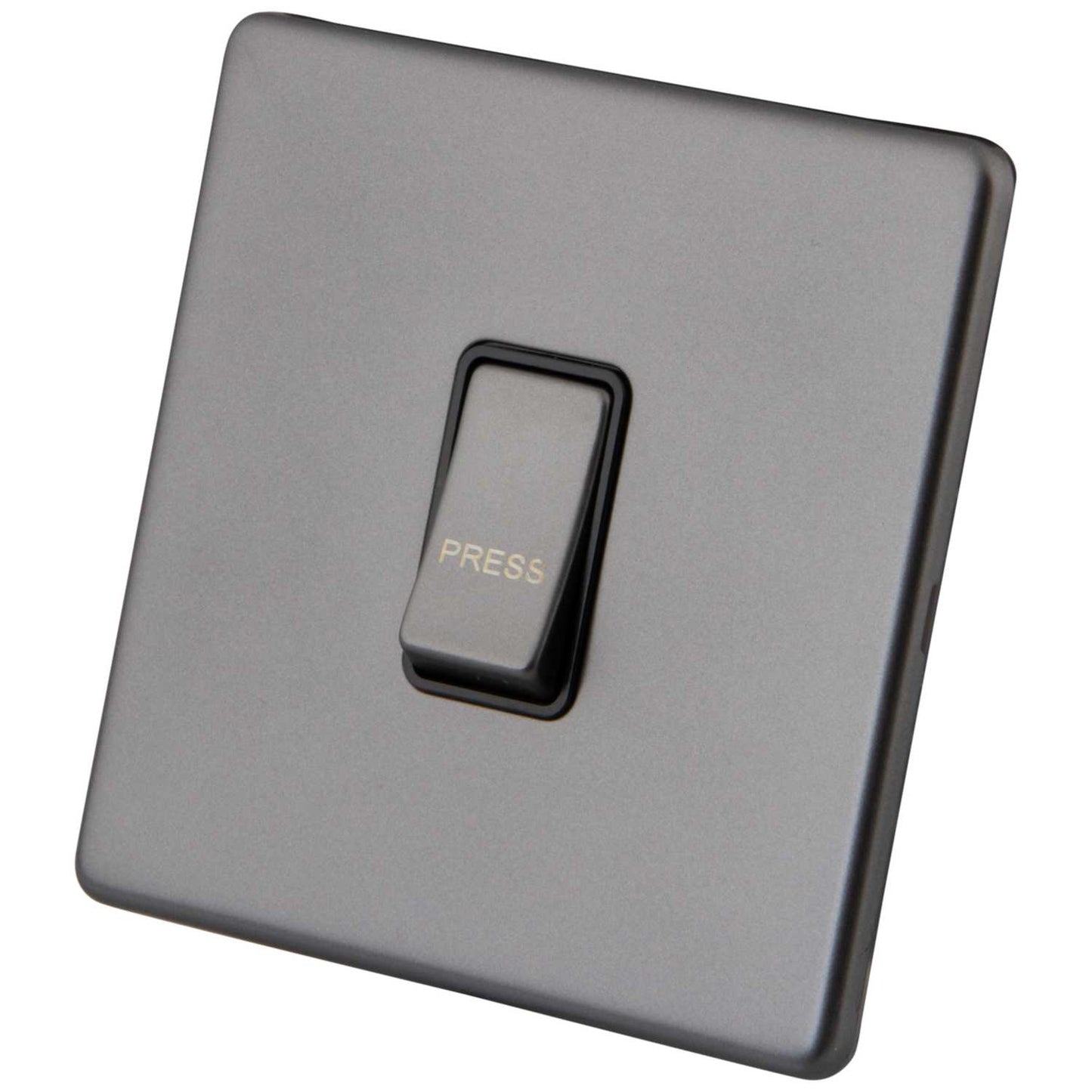 M2 Decorative Screwless 10A 1 Gang Retractive Switch Black Insert Gunmetal
