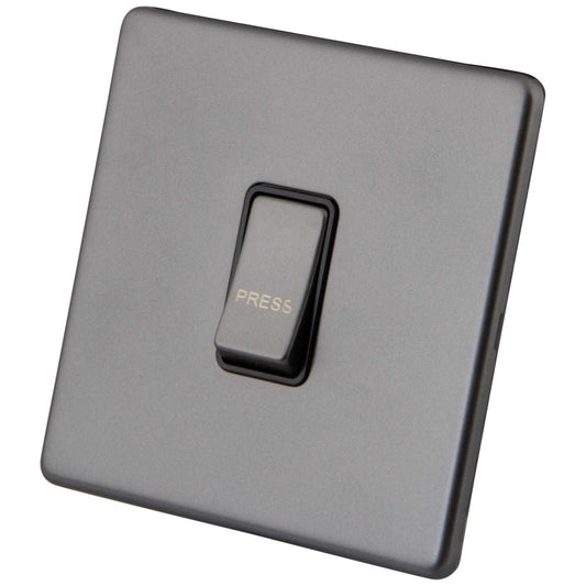 M2 Decorative Screwless 10A 1 Gang Retractive Switch Black Insert Gunmetal