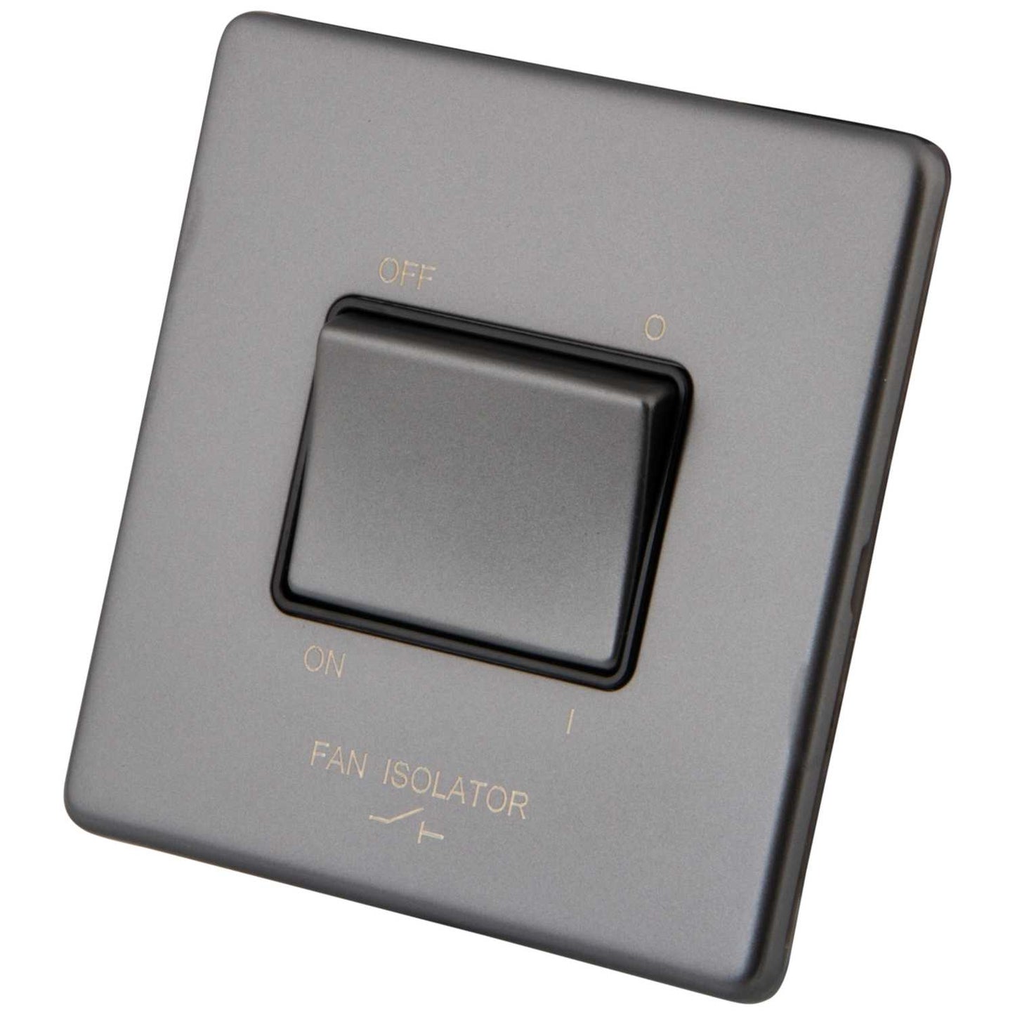 M2 Decorative Screwless 6A Triple Pole Fan Isolator Black Insert Gunmetal