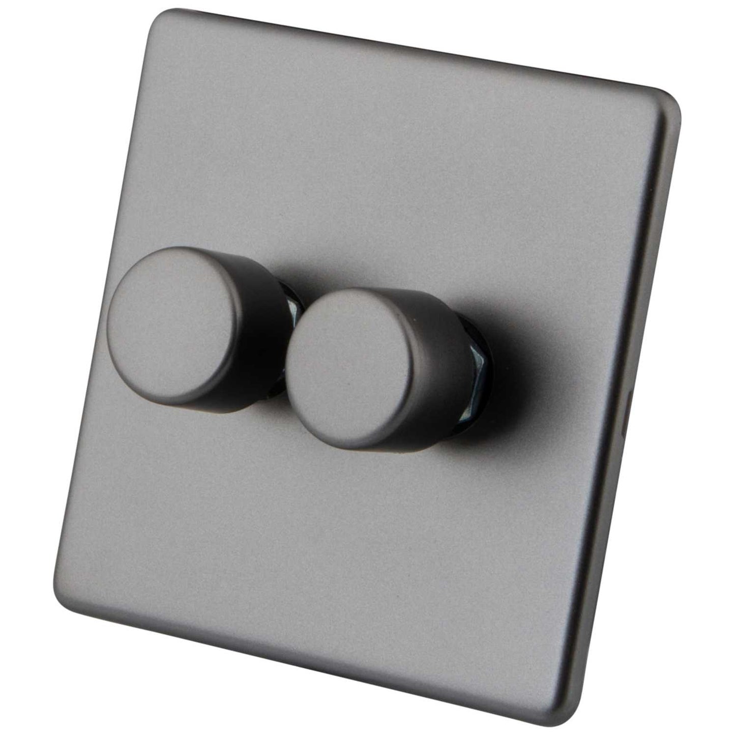 M2 Decorative Screwless 400W 2 Gang Leading Edge LED Dimmer Gunmetal
