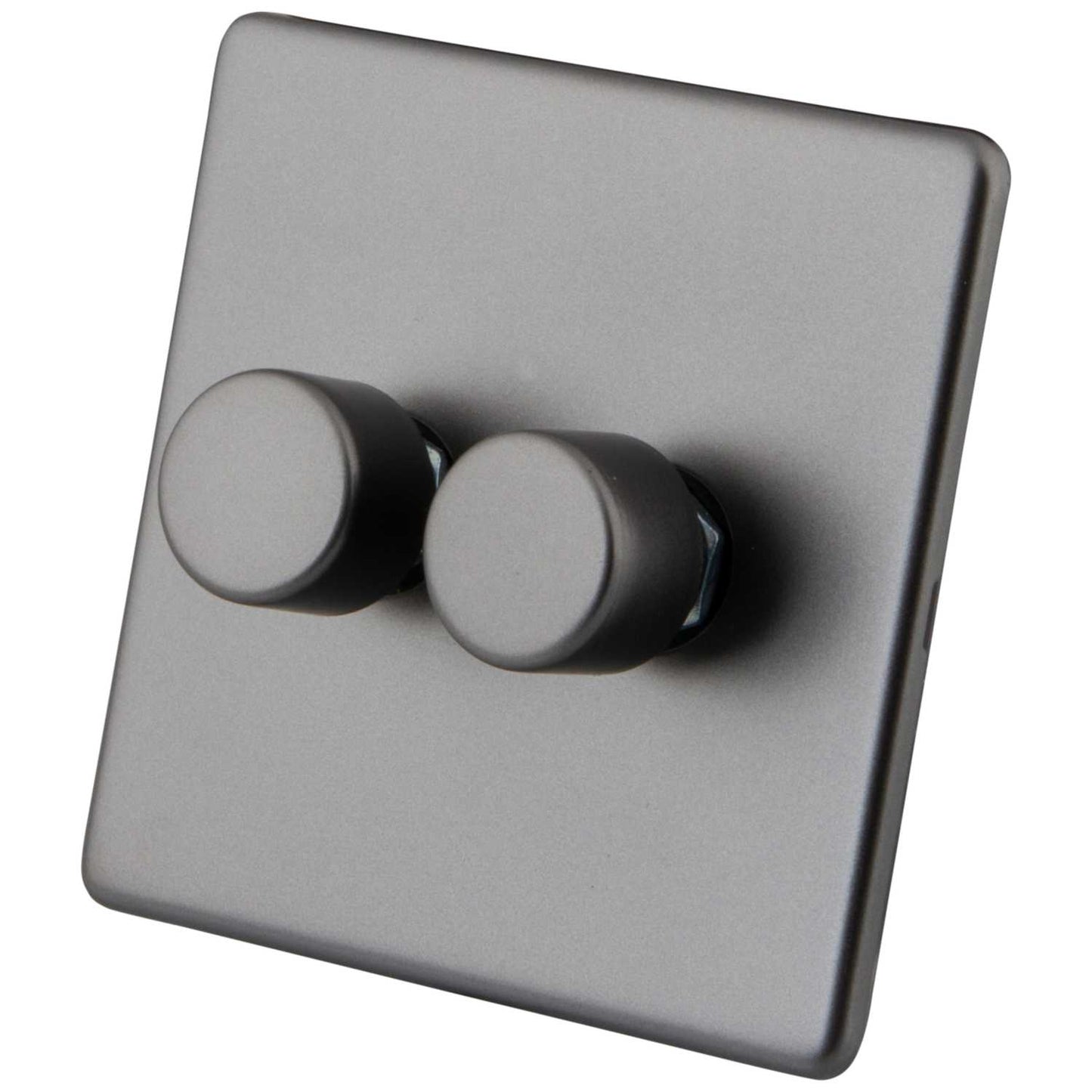 M2 Decorative Screwless 400W 2 Gang Intelligent Dimmer Gunmetal