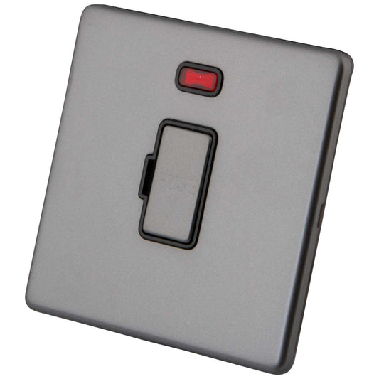 M2 Decorative Screwless 13A Unswitched Fused Spur with Neon Black Insert Gunmetal