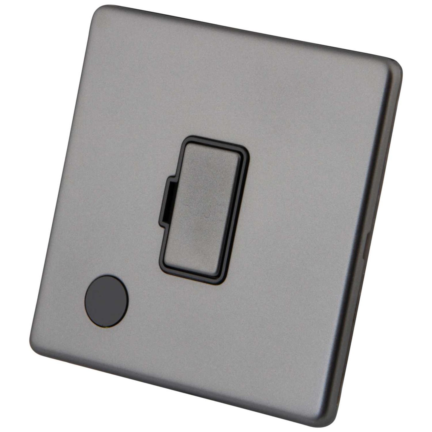 M2 Decorative Screwless 13A Unswitched Fused Spur with Flex Outlet Black Insert Gunmetal