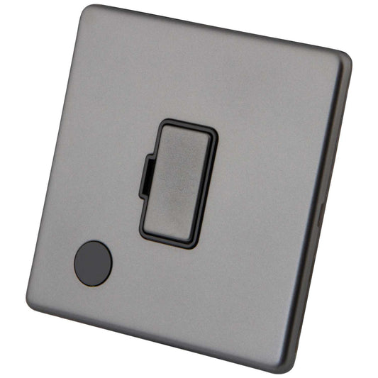 M2 Decorative Screwless 13A Unswitched Fused Spur with Flex Outlet Black Insert Gunmetal