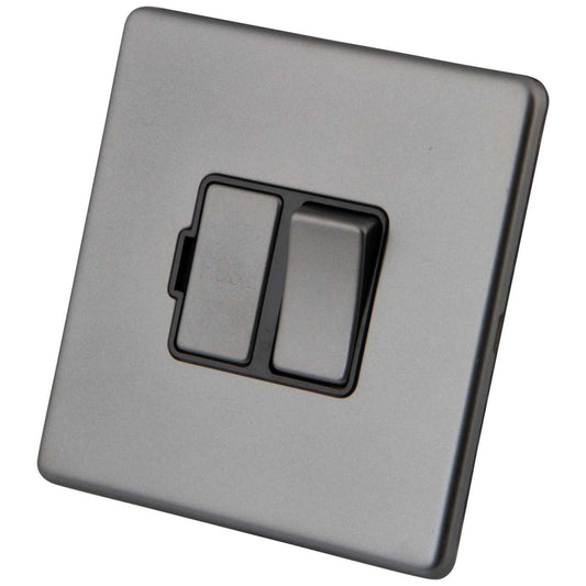 M2 Decorative Screwless 13A Switched Fused Spur Black Insert Gunmetal