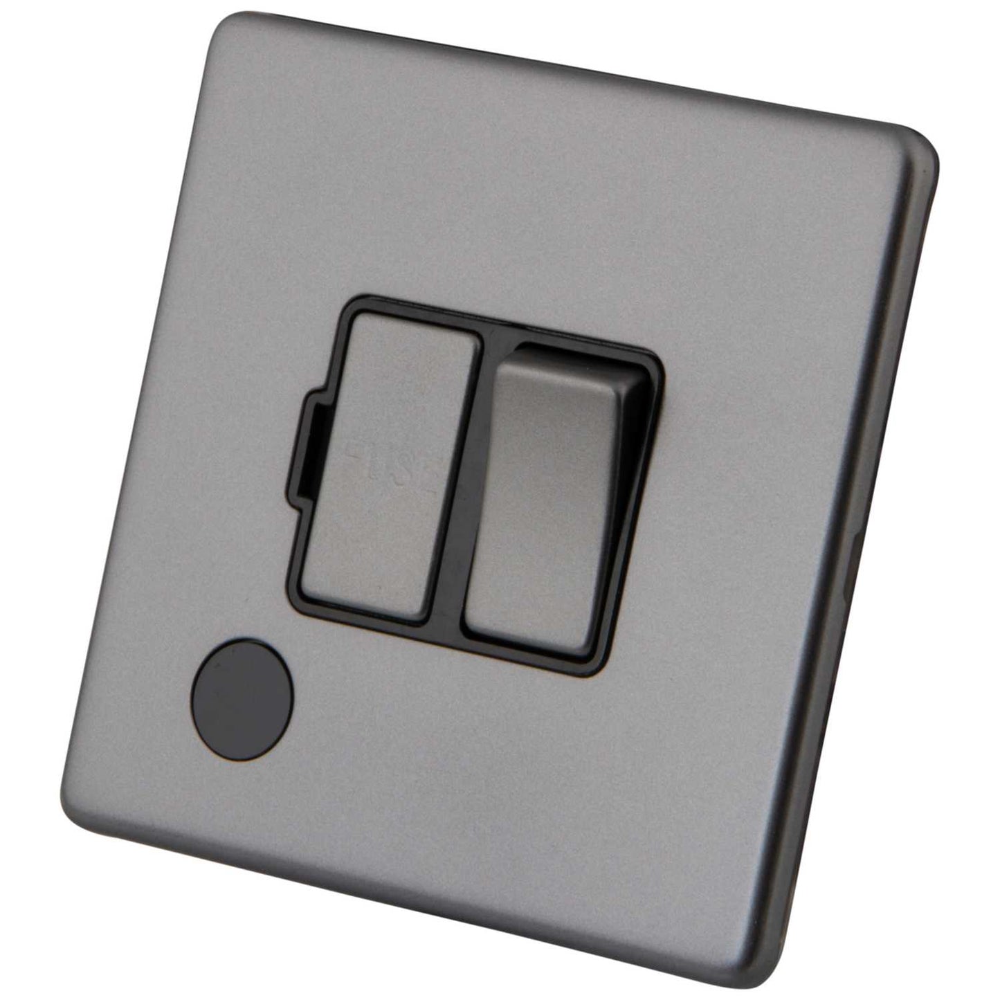 M2 Decorative Screwless 13A Switched Fused Spur with Flex Outlet Black Insert Gunmetal