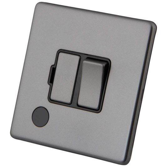 M2 Decorative Screwless 13A Switched Fused Spur with Flex Outlet Black Insert Gunmetal