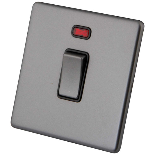 M2 Decorative Screwless 20A DP Switch with Neon Black Insert Gunmetal