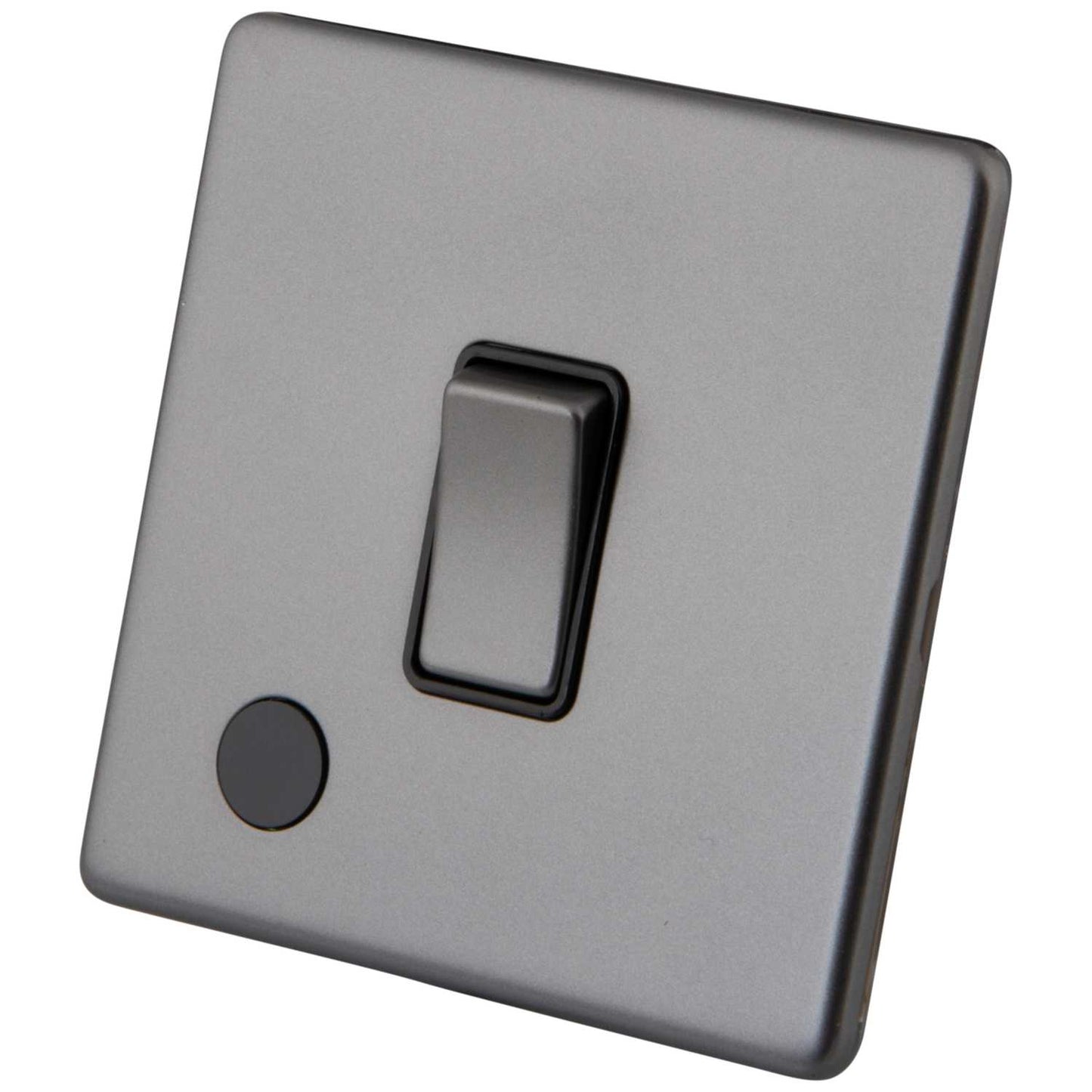 M2 Decorative Screwless 20A DP Switch with Flex Outlet Black Insert Gunmetal
