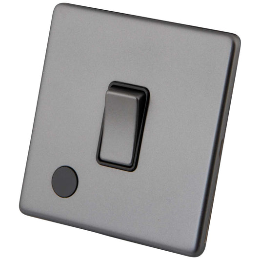 M2 Decorative Screwless 20A DP Switch with Flex Outlet Black Insert Gunmetal