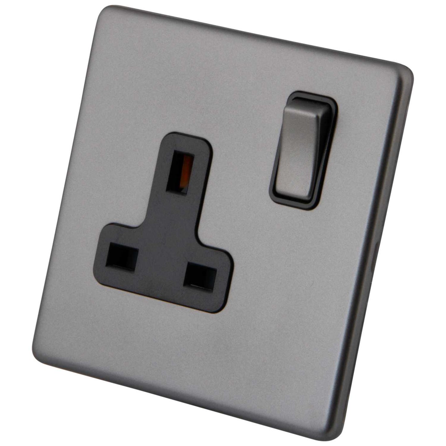 M2 Decorative Screwless 13A 1 Gang DP Switched Socket Black Insert Gunmetal
