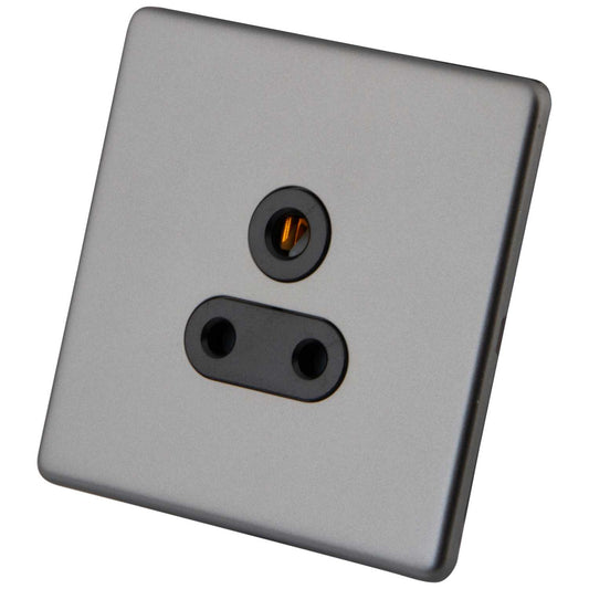 M2 Decorative Screwless 5A 1 Gang Switched Socket Black Insert Gunmetal
