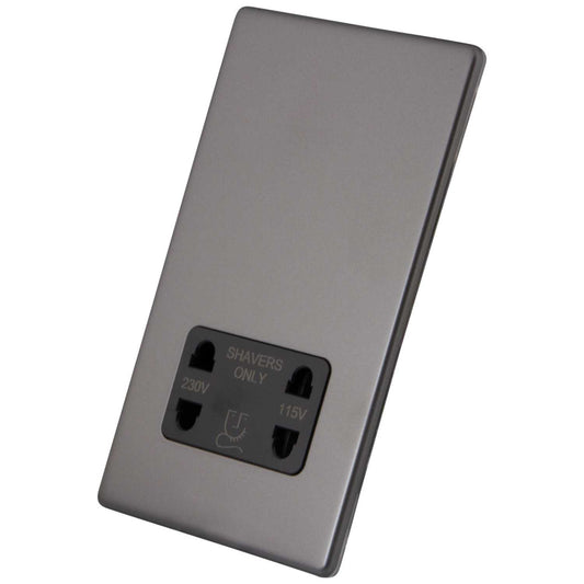 M2 Decorative Screwless Dual Voltage Shaver Socket Black Insert Gunmetal