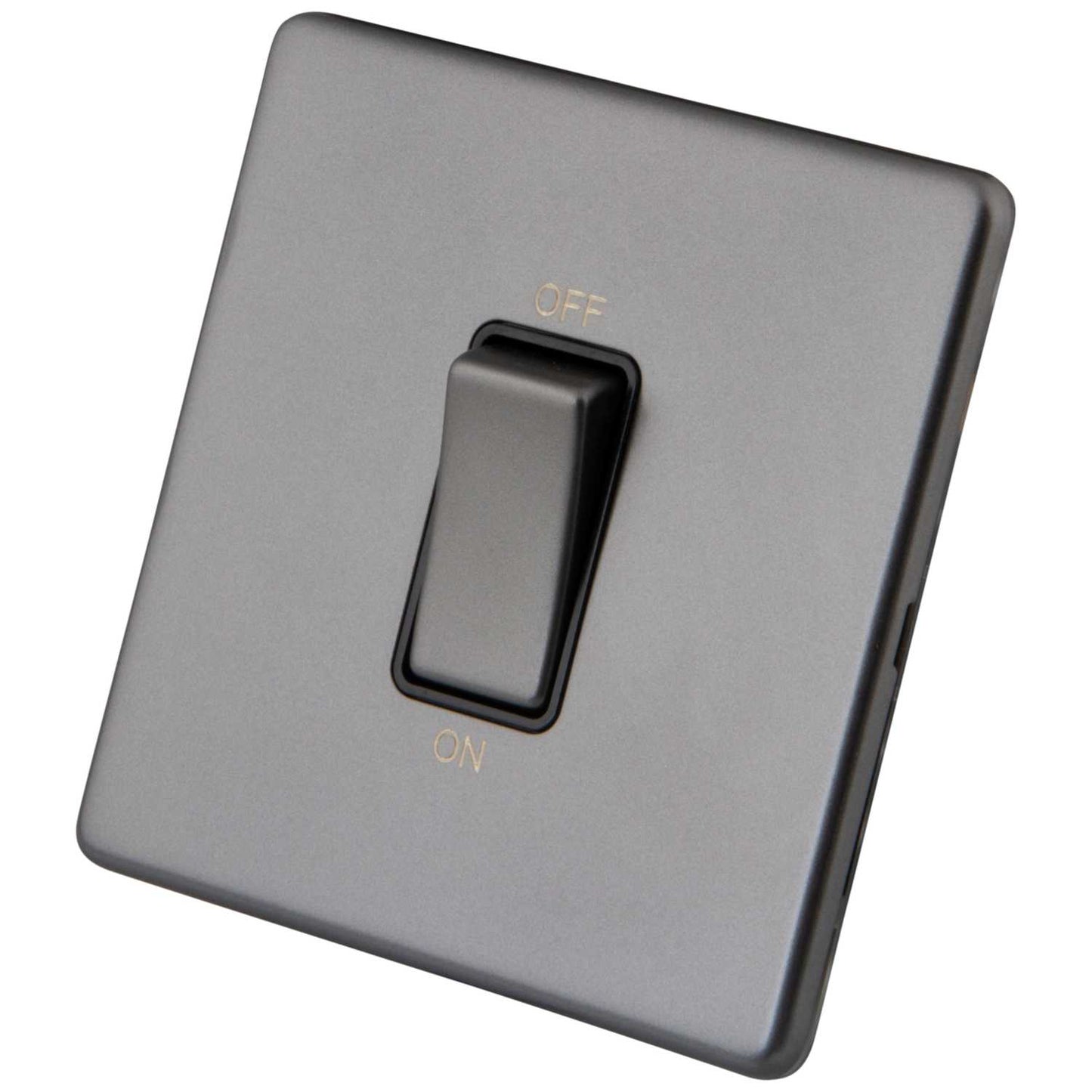 M2 Decorative Screwless 45A 1 Gang DP Switch Black Insert Gunmetal