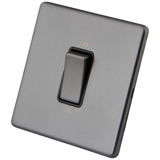 M2 Decorative Screwless 45A 1 Gang DP Switch Black Insert Gunmetal