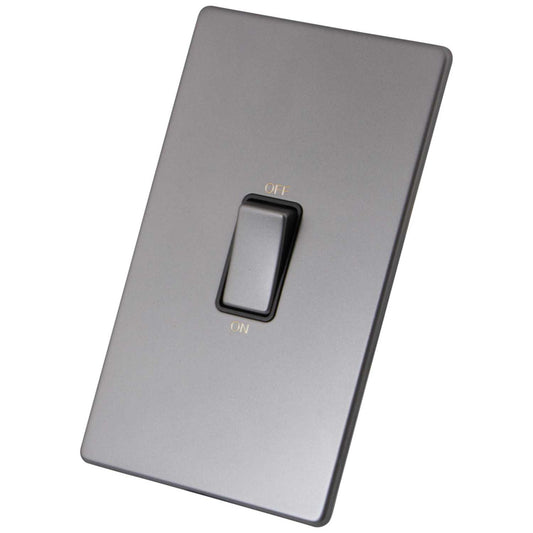 M2 Decorative Screwless 45A 2 Gang DP Switch Black Insert Gunmetal
