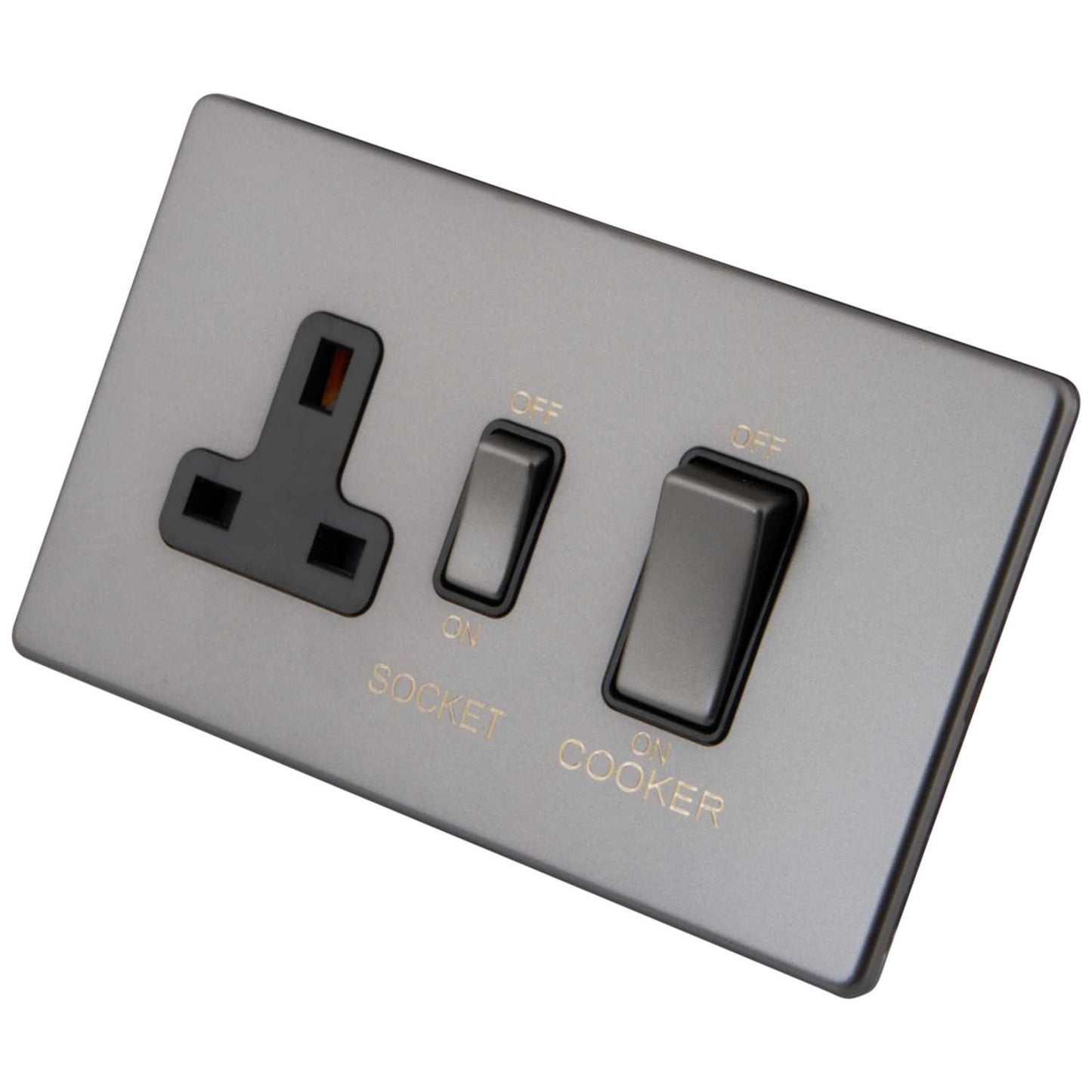 M2 Decorative Screwless 45A Cooker Control Unit Black Insert Gunmetal
