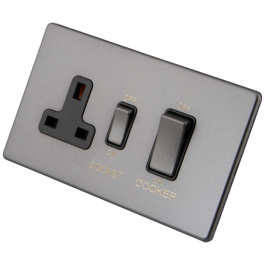 M2 Decorative Screwless 45A Cooker Control Unit Black Insert Gunmetal