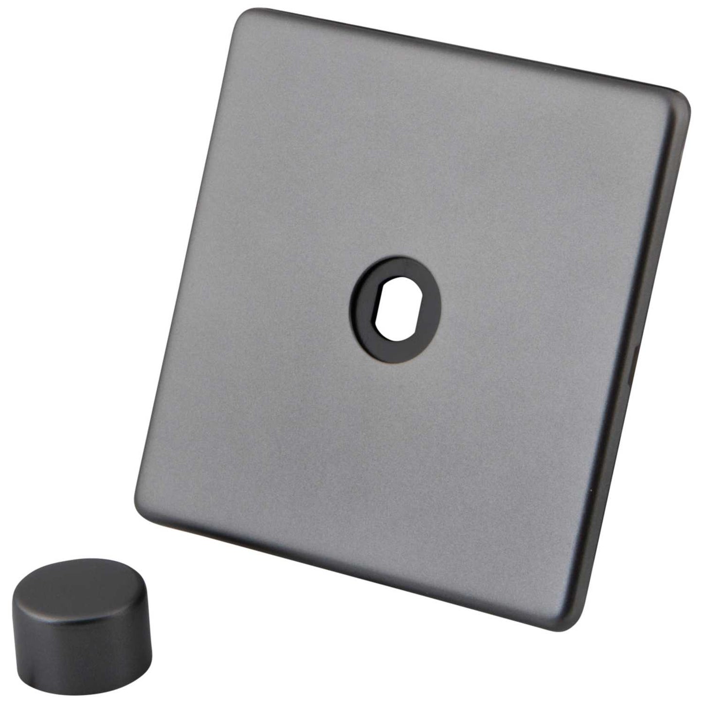 M2 Decorative Screwless 1 Gang Unfurnished Dimmer Plate and Knobs Gunmetal