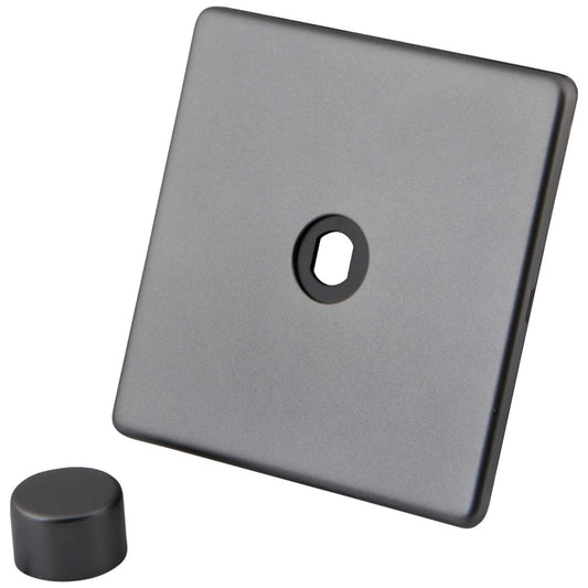 M2 Decorative Screwless 1 Gang Unfurnished Dimmer Plate and Knobs Gunmetal