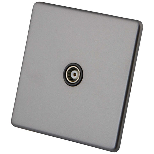 M2 Decorative Screwless 1 Gang Coaxial Socket Black Insert Gunmetal