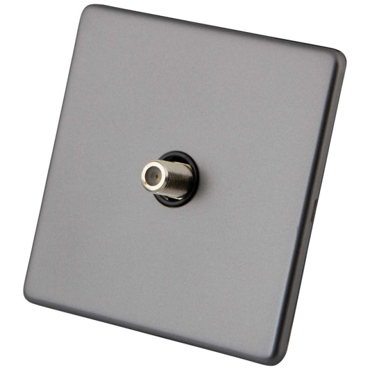 M2 Decorative Screwless 1 Gang Satellite Socket Black Insert Gunmetal